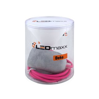 Deko Set Textilkabel pink mit Beton-Lampenfassung E27 und weiem Baldachin