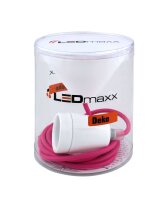 Decorative Set Pink Textile Cable with Ceramic Lamp...