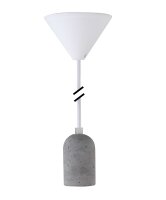 Deko Set Textilkabel weiß mit Beton-Lampenfassung E27 und weißem Baldachin