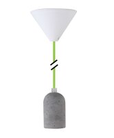 Deko Set Textilkabel grasgrün mit Beton-Lampenfassung E27 und weißem Baldachin