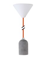Decorative Set Orange Textile Cable with Concrete Lamp Holder E27 and White Canopy