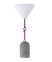 Deko Set Textilkabel lila mit Beton-Lampenfassung E27 und weißem Baldachin