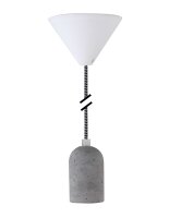 Deko Set Textilkabel schwarz-weiß mit Beton-Lampenfassung E27 und weißem Baldachin