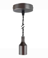 Decorative Set Twisted Black Textile Cable with Matte Black Metal Lamp Holder E27 and Metal Canopy V1