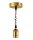 Decorative Set Twisted Black Textile Cable with Gold Metal Lamp Holder E27 and Metal Canopy V2