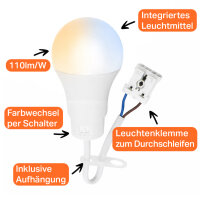 LED Bauleuchtmittel Renovierlampe 10W 1100lm CCT 2700K/4000K/6500K Steckklemme