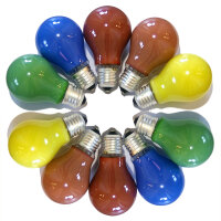 10 Colourful Lightbulb 15W E27 Bulbs blue red yellow...