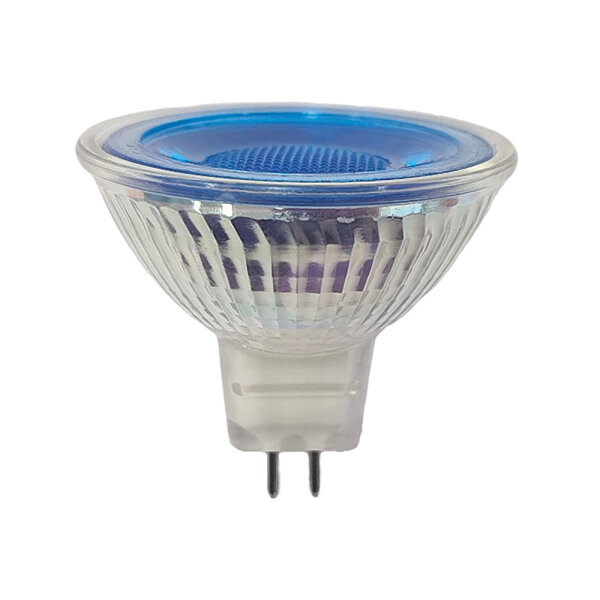 LED Glas MR16 Reflektor 5W GU5,3 12V Blau 38°