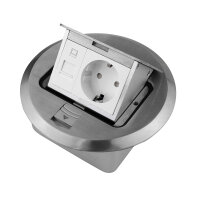 Recessed Round Floor Socket 2-Gang with RJ45 & Power...