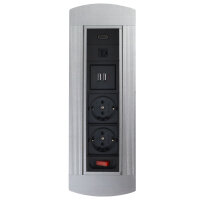 Multi Desk Power Socket 2 Power Outlets, 2 USB, 1 RJ45, 1...