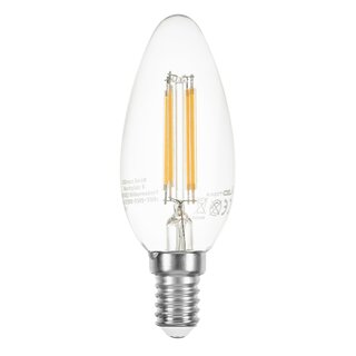 LED Filament Kerze 4W E14 klar 400lm extra warmweiß 2200K...