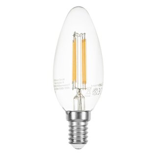 LED Filament Kerze 4W E14 klar 400lm extra warmwei 2200K...