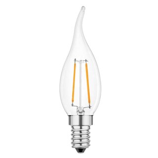 LED Filament Windstoß Kerze 2W = 25W E14 klar 220lm extra...