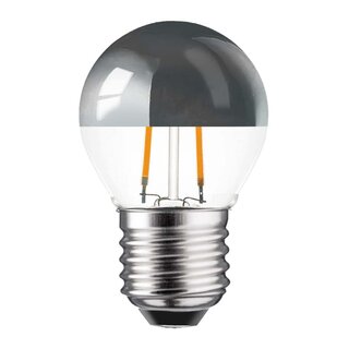 LED Filament Tropfen 2W 180lm E27 Kopfspiegel silber...