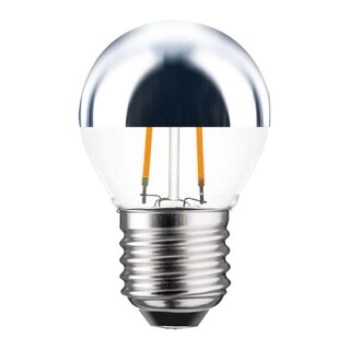 LED Filament Tropfen 2W = 19W 180lm E27 Kopfspiegel silber extra warmweiß 2200K
