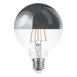 LED Filament Globe G95 6W E27 Kopfspiegel silber 680lm extra warmwei 2200K