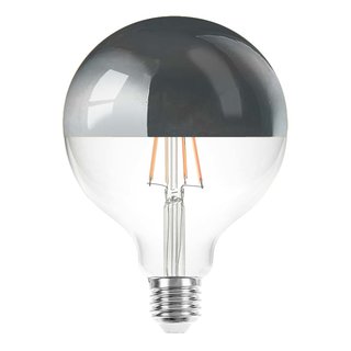 LED Filament Globe G125 6W = 60W E27 Kopfspiegel silber...