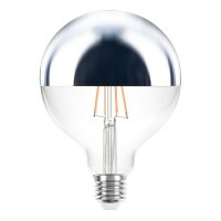 LED Filament Globe G125 6W = 60W E27 Kopfspiegel silber...