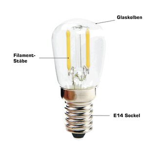 LED Filament Rhre T26 1W = 8W 60lm E14 extra warmwei 2200K