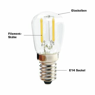 LED Filament Tube T26 1W = 8W 60lm E14 Extra Warm White 2200K