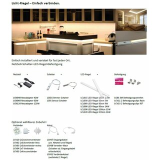 LEDconnect Unterbauleuchte 150mm 2,5W 180lm DC24V warmwei 2700K