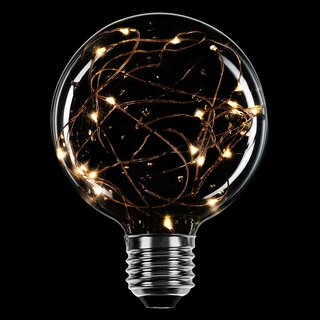 LED Kupferkabel Globe G95 1,6W E27 klar extra warmweiß...