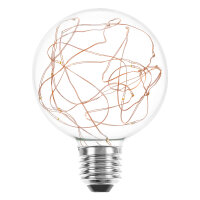 LED Kupferkabel Globe G95 1,6W = 10W 60lm E27 klar extra warmweiß 2200-2400K