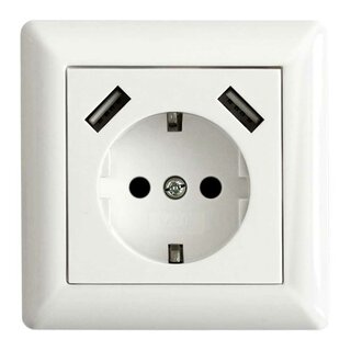 2xUSB Schutzkontakt-Steckdose 2800mA Reinwei