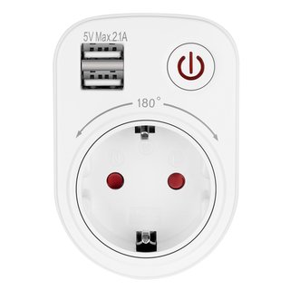 USB-Reiseadapter 2100mA drehbar mit Kinderschutz