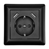 2xUSB Power Socket 2800mA Black