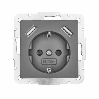 2xUSB Schutzkontakt-Steckdose 2800mA Anthrazit