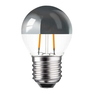 LED Filament Tropfen 2W = 19W 180lm E27 Kopfspiegel silber warmweiß 2700K