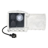 Garden Outdoor Power Socket Stone Look White 2-Gang Power...