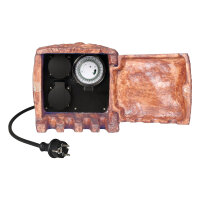 Garden Outdoor Power Socket Stone Look Brown 2-Gang Power...