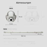 LED Feuchtraum Wannenleuchte 150cm 1x Röhre mit Leuchtmittel 4000K
