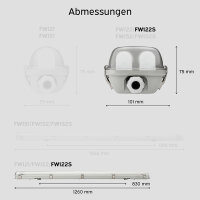 LED Moisture-Proof Batten Light with 2x T8 Tube 4000K 120cm with Sensor
