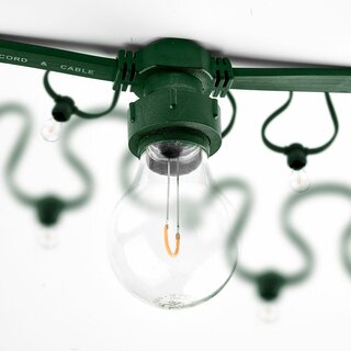 Illu Lichterkette Komplettset 10m -> 10 E27 Fassungen mit Dichtung zum Verschrauben verlängerbar Grün