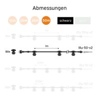 Illu Lichterkette Komplettset 50m -> 50 E27 Fassungen mit Dichtung zum Verschrauben verlängerbar