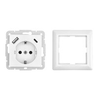 2xUSB Power Socket 3.5A Pure White USB Type A & C