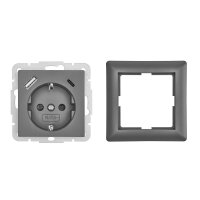 2xUSB Power Socket 3.5A Anthracite USB Type A & C