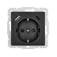 2xUSB Power Socket 3.5A Black USB Type A & C