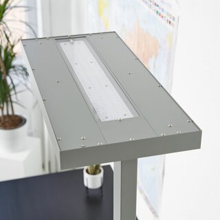 LED Stehleuchte Lara Up & Down 80W silber RAL9006 UGR<17 flicker-free dimmbar + Bewegungssensor + Tageslichtsensor