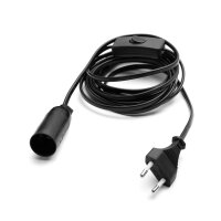 Lamp Holder E14 with Switch 3.5m Cable Plug Black