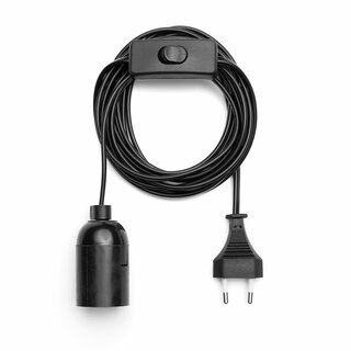 Lampenfassung E27 mit Schalter 3,5m Kabel Stecker schwarz