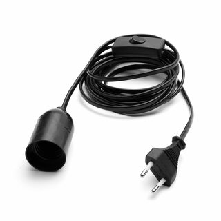 Lampenfassung E27 mit Schalter 3,5m Kabel Stecker schwarz