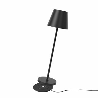 LED Akku Tischleuchte 2,2W 190lm CRI95 warmwei fr innen & auen dimmbar mit induktiver Ladestation schwarz