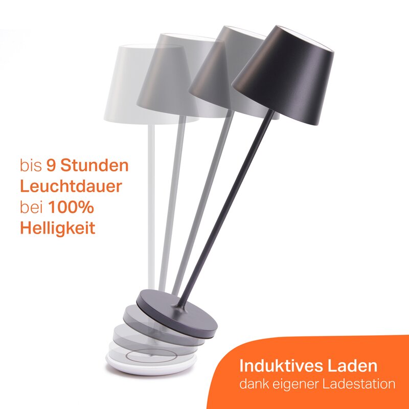 LED Akku Tischleuchte 2,2W 190lm CRI95 warmweiß für innen & außen dim