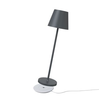 LED Akku Tischleuchte 2,2W 190lm CRI95 warmwei fr innen & auen dimmbar mit induktiver Ladestation anthrazit