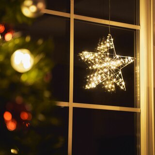 LED Weihnachtsstern Fensterbild S2 warmweiß für 3 x AA Batterie
