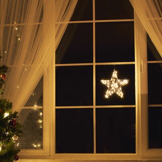 LED Weihnachtsstern Fensterbild S2 warmweiß für 3 x AA Batterie